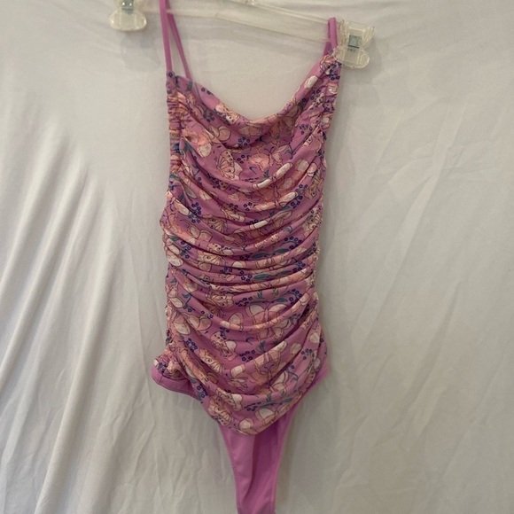 Free People Intimates Purple butterfly print ruched scrunch bodysuit XS - Picture 3 of 8